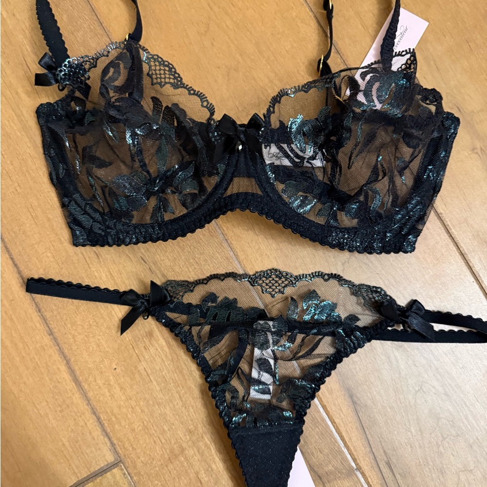 Agent Provocateur Sparkle Black Bra and Panty